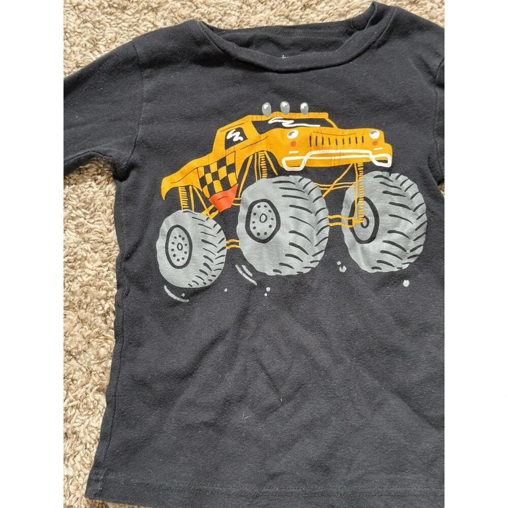 Carters Just One You Boys 5T Monster Truck Pajama Top Black Long Sleeve